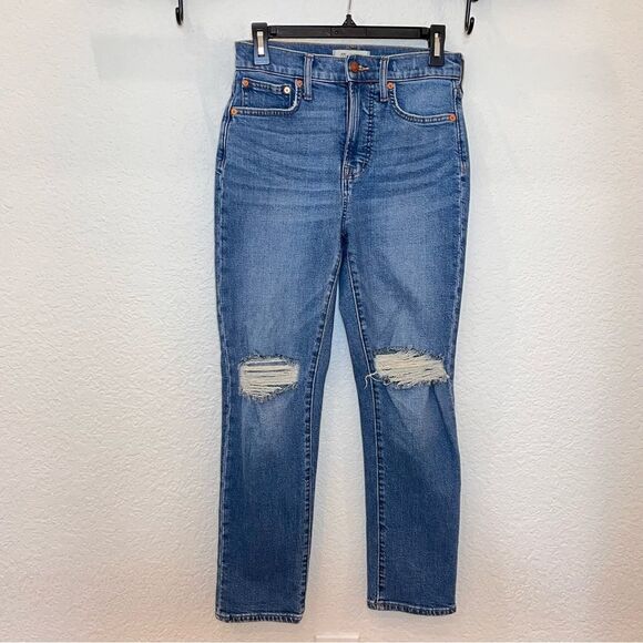 Madewell The Perfect Vintage Crop Jean in Gooding Wash: Knee-Rip Edition size 25 - Picture 2 of 16
